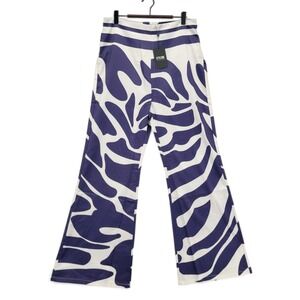STYLEWE Pants Womens L Blue‎ Purple White Zebra Wide Leg High Rise 32x30 NWT